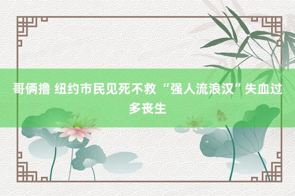 哥俩撸 纽约市民见死不救 “强人流浪汉”失血过多丧生