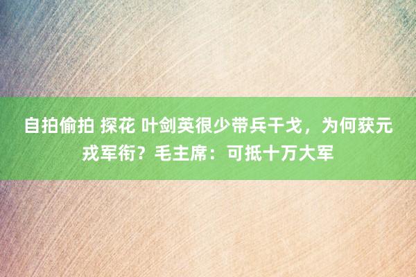 自拍偷拍 探花 叶剑英很少带兵干戈，为何获元戎军衔？毛主席：可抵十万大军
