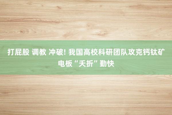 打屁股 调教 冲破! 我国高校科研团队攻克钙钛矿电板“夭折”勤快