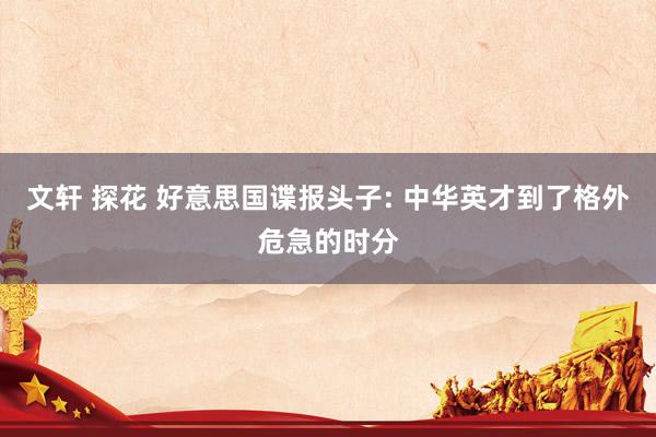 文轩 探花 好意思国谍报头子: 中华英才到了格外危急的时分