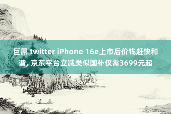 巨屌 twitter iPhone 16e上市后价钱赶快和谐, 京东平台立减类似国补仅需3699元起
