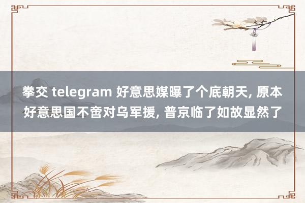 拳交 telegram 好意思媒曝了个底朝天, 原本好意思国不啻对乌军援, 普京临了如故显然了