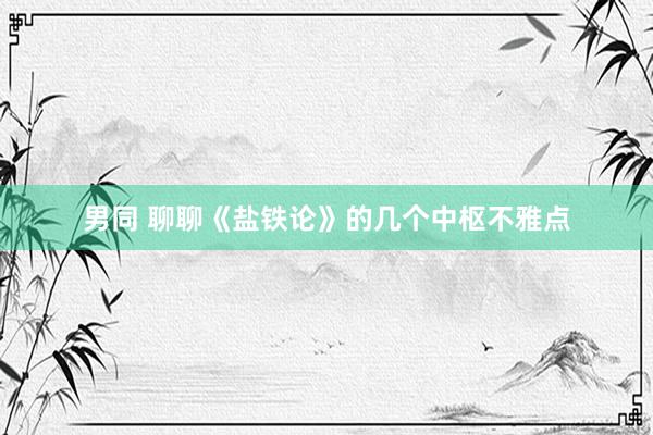男同 聊聊《盐铁论》的几个中枢不雅点